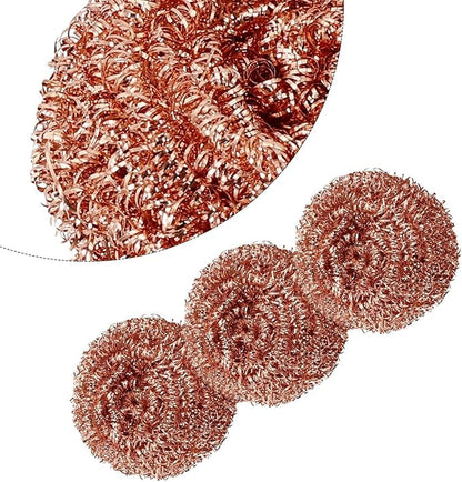 Copper-Plated Wire Sponge Balls 3-Pack, Sturdy Iron Wire Scourers For Effortless Cleaning Of Pots, Pans, Baking Trays, And Barbecue Grill Surfaces