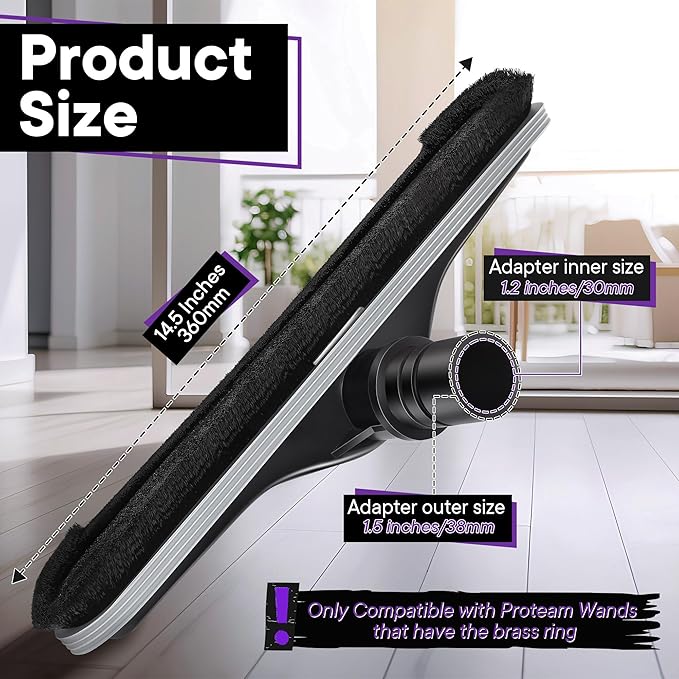 Replacement Floor Tool Compatible with ProTeam 101446 E-Z Glide Backpack Vacuum,Compatible with Hoover C2401, 14" Multi-Surface Brush for Commercial Cleaner(Brush with Tpe Strip,Black)