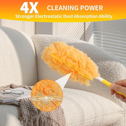 50 Count Duster Refill for Swiffer Duster with 1 Handle - 360° Multi-Surface Larger Size Feather Dusters, Disposable Duster Kit for Cleaning Home, Furniture, Blinds and Ceiling Fans