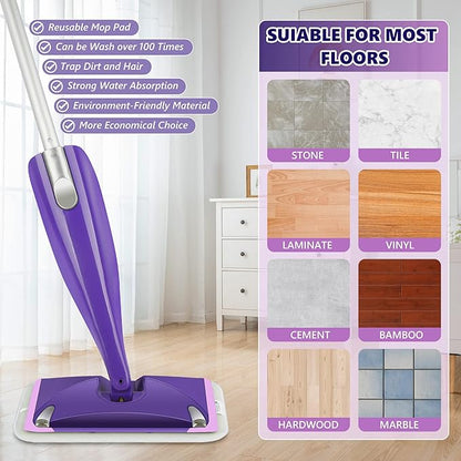 Reusable Mop Pads Compatible with Swiffer Wet Jet, Wet Jet Pads Refills for Swiffer Mop, Microfiber Replacement Pads for Hardwood Floor Cleaning, Dry Wet Mopping Cloths for 12" Wet Jet Refill, 6 Pack