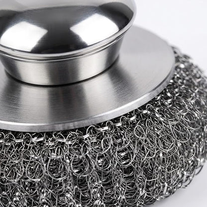 Steel Wool Scrubber, 8-Pack Stainless Steel Scrubber Pads with Handle - The Ultimate Scouring Solution for Rust, Stubborn Messes on Cookware, Grill, Oven & Kitchen Sinks
