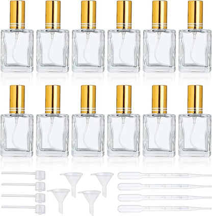 YU FENG 12pcs Clear Perfume Spray Bottles 15ml Glass Fine Mist Sprayer Empty Spray Bottles Refillable Container Perfume Atomizer for Cleaning, Essential Oil, Liquid