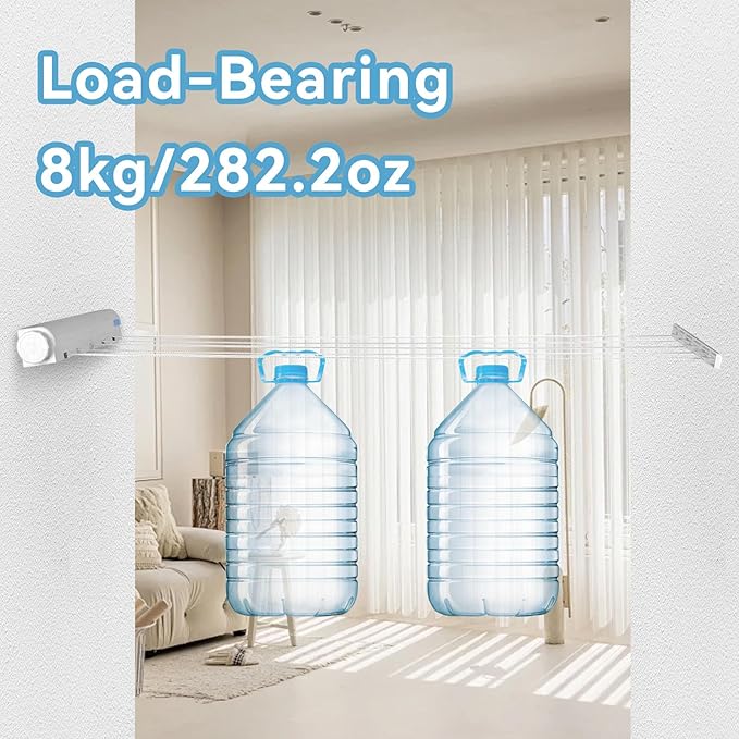 Retractable Clothesline, 5 Line Retractable Indoor Clothesline Wall Mounted Telescopic Clothes Drying Rack Punching Installation Laundry Line (Five Ropes)