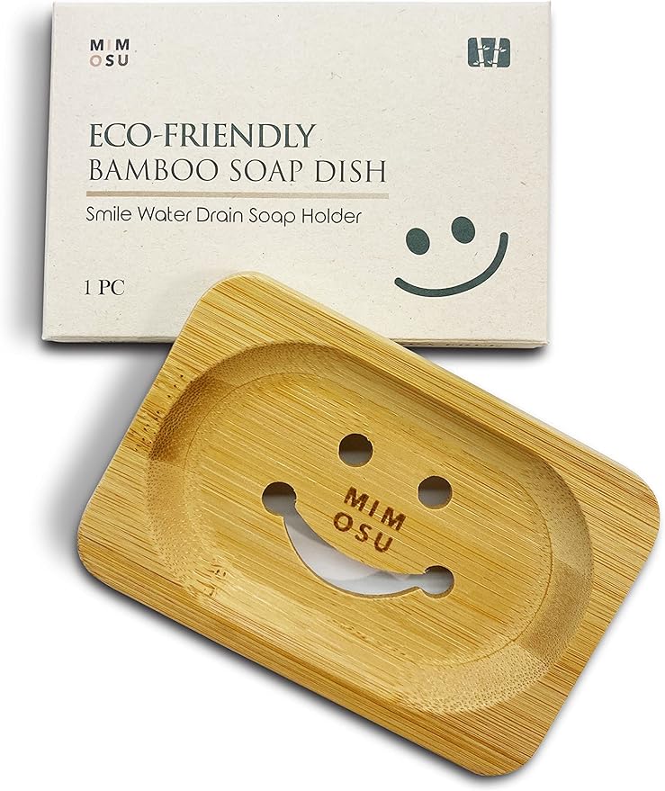 mimosu Bamboo Soap Dish with Drain – Wooden Holder for Shampoo & Soap Bars, Eco-Friendly Bathroom Tray, Zero Waste, Non-Slip Bamboo Soap Saver for Shower & Sink