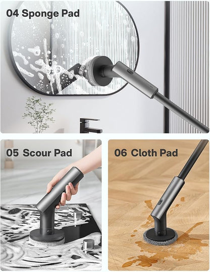 HOTO 3 Pcs Replacement Pads for Cordless Spin Scrubber, Suitable for HOTO Electric Scrubber with Long Handle Only, Power Cleaning Brushes for Bathroom Floor Tile