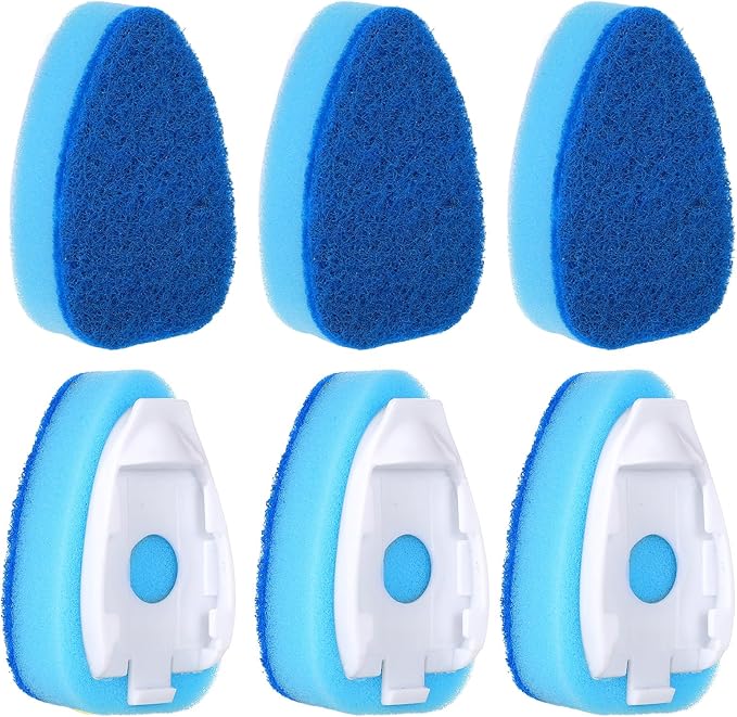 6 Pcs Dishwasher Sponge Dishwand Refills Scrubber Sponges Non Scratch Head Replacement for Dish Wand Heavy Duty Scrub Dots Brushes Soap Control Dispenser Scrubber Pads for Kitchen Cleaning