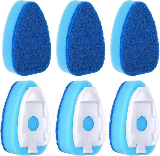 6 Pcs Dishwasher Sponge Dishwand Refills Scrubber Sponges Non Scratch Head Replacement for Dish Wand Heavy Duty Scrub Dots Brushes Soap Control Dispenser Scrubber Pads for Kitchen Cleaning