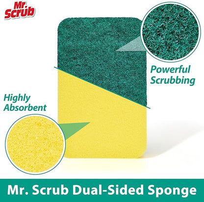 Mr. Scrub Sponges Kitchen Scrub Dish Sponge Scouring Pad, 36 Pack Cleaning Brush Scrubber Supplies for Soap, Dishwashing Dinnerware Sets Pan Pot Towels Cloth Rags Holder Glass Dishwasher Sink Bathroom