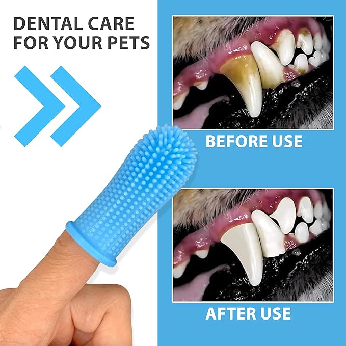 Pet Grooming Glove Set for Dogs & Cats - Professional Pet Hair Removal Glove with Free Nail Clippers and Silicone Finger Toothbrush