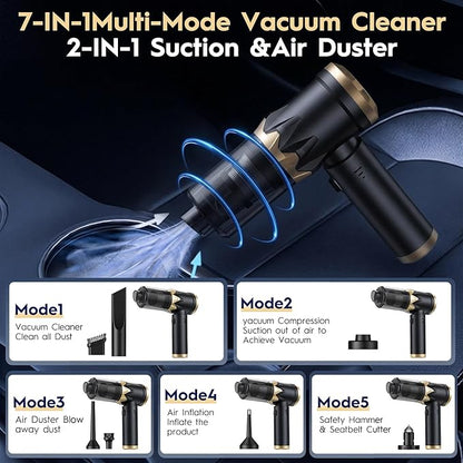 Car Vacuum Cleaner,Handheld Vacuum,15000PA High Power,3 Speed Portable Rechargeable Vacuum Cleaner with Brushless Motor,Cordless Small Vacuum for Car & Air Blower & Pump Black