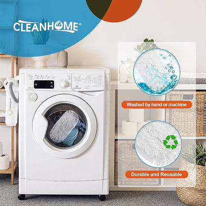 CLEANHOME Microfiber Mop Pads 4 Pieces for Floor Cleaning,Fit CLEANHOME Dust Mop: B09PBPGSJ3, Full Polyester Microfiber Replacement Pads