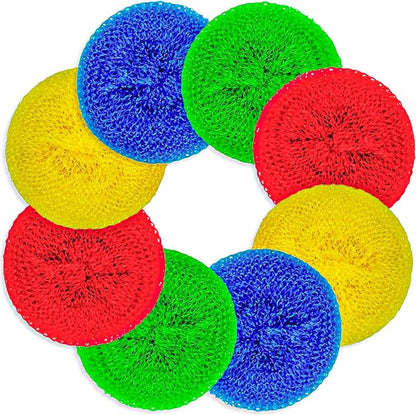 DecorRack 6 Mesh Scourers, Premium Non-Scratch Plastic Scourers, Stain Removing Cleaning Scrubber, for Kitchen Garage Bathroom (Pack of 6)
