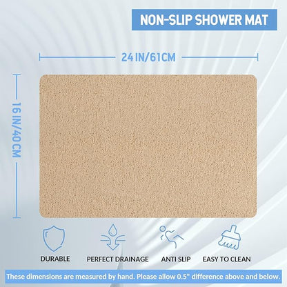 Hargiis Non-Slip Bathtub Mat, 2 Pack Anti Slip Shower Mat, Fast Drying Bathtub Mats, Foot Scrubber Mat, Anti Slip Mat for Tub, Floor, Bathroom, Kitchen, Home, Hotel (Beige 24"×16"+24"×16")