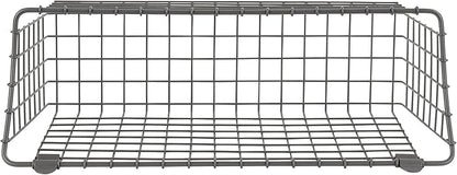 Spectrum Extra Large Wire Wall Mount Storage Basket Industrial Gray, Vintage Wire Basket Wall Mount Organizer Modern for Pantry Kitchen and Bath, Versatile Wall Mount Storage Basket Wire Caddy