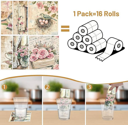 Floral Swedish Dishcloths for Kitchen, 6 Pack Flower and Birds Reusable Dish Paper Hand Towels Housewarming Gifts, Absorbent Dish Rags for Home Cooking Cleaning
