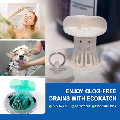 Bathtub Drain Hair Catcher – No-Contact Dispose, Conceals Hair, Reusable BPA-Free Silicone Mesh Strainer, Hair Stopper, Clog Preventer, Fits 1.5”–1.75” Pop-Up & Regular Drains (Polar White)