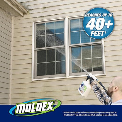 Moldex® Instant Outdoor Cleaner with Bleach and Hose End, 64 oz – Fast Acting Spray for Mold and Mildew Stains on Siding, Decks, Fences and Exterior Surfaces