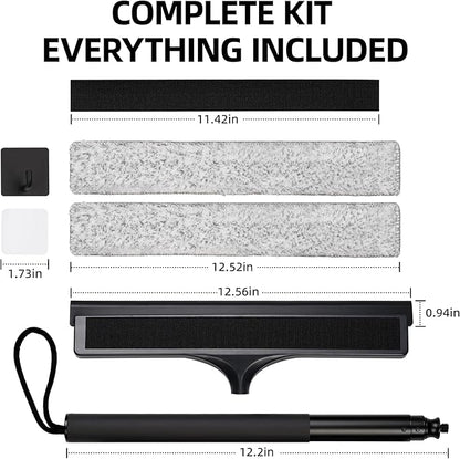 Window Squeegee with Flip-Head, Shower Squeegee 16-59" Long Handle Telescopic Pole & 30% Thicker Blade, Shower Squeegee for Glass Doors, Shower, Car, Windows, Bathroom