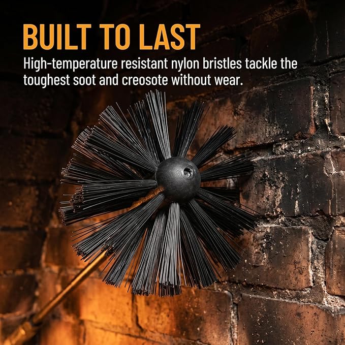 DOITOOL 2 Pcs 4 Inch Chimney Brush Head, Fireplace Cleaner Dryer Vent Cleaner, Flexible Nylon Chimney Sweep Cleaning Brush for Fireplace, Vent Pip, Stove Pipes, Works with Most Rod Sets