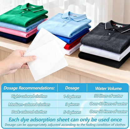 RAINFLOW Color Catcher Sheets - 100 Count Dye Trapper for Laundry to Prevent Color Bleeding,Allow Mixed Washes of Whites and Colors,Fragrance Free & Bleach Free Dye Grabber Sheets