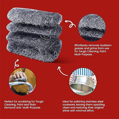 Steel Wool Grade # 3 - Extra Coarse Grade - 16 Pads Multi-use for Tough Cleaning, Paint and Stain Removal, Multi-Purpose (#3-16 Pads)
