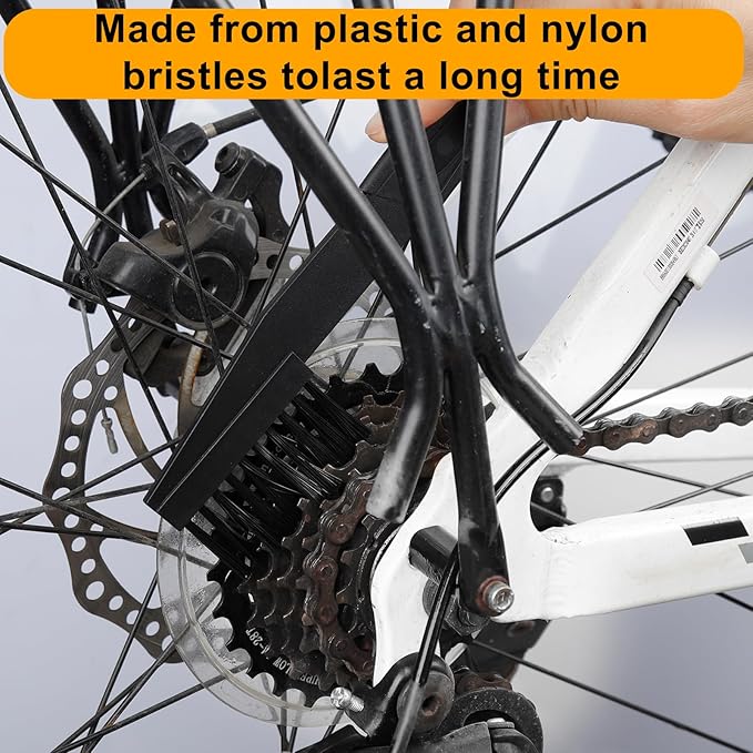 6-Piece Bike Chain Cleaner Kit with 3 Brushes & Cleaning Tools - for MTB, Motorcycle, E-Bike - Rust Removal & Maintenance