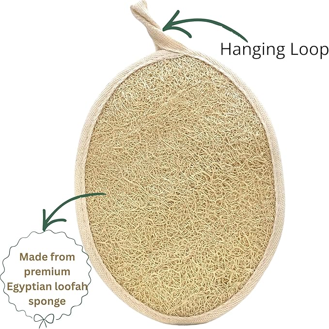 Natural Loofah Sponge – Premium Egyptian Shower Exfoliating Loofah, Lufas for Men and Women, 2‑Count