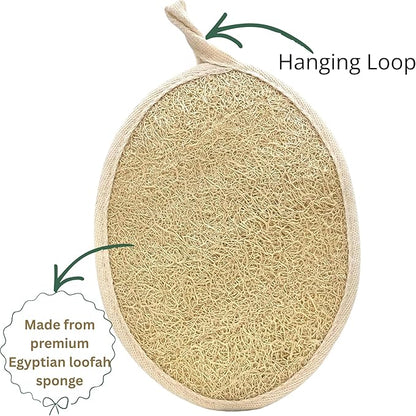 Natural Loofah Sponge – Premium Egyptian Shower Exfoliating Loofah, Lufas for Men and Women, 2‑Count