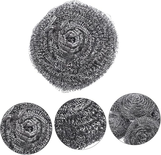 KICHOUSE 6Pcs Pot Scrubbers Metal Cleaning Balls for Pots Pans and Grills for Tough Stains and Removal Easy to Use Non Damaging Design
