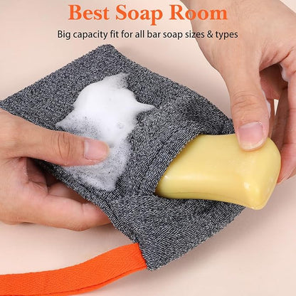 6PCS Soap Bags, Bar Soap Pouch Exfoliating Soaps Bag Quick Dry Soaps Saver Bag Shower Sponge Loofah Body Scrubber Bath Sponge for Body Shower Bath Travel Home