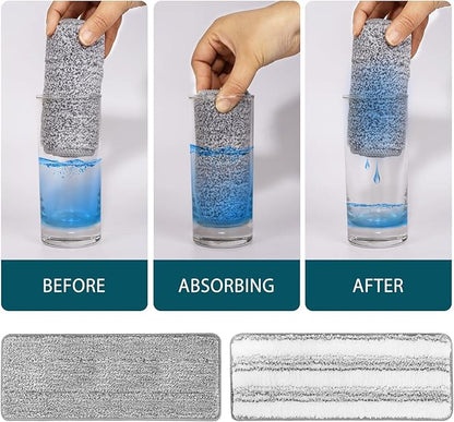 Mop Replacement Pads Compatible with JOYMOOP Flat Mop or Mop Bucket Set - Microfiber Flat Mop Pads for All 13" X 4.9" Squeeze Flat Floor Mop - Washable Mop Head Replacement (3+3 Pack)