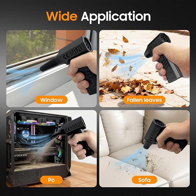Compressed Air Duster, 130,000RPM Super Power Electric Air Duster, 3-Gear Adjustable Mini Blower, Replacing Compressed Air Cans, Dust Blower for Car, House, Outdoor or Campfires