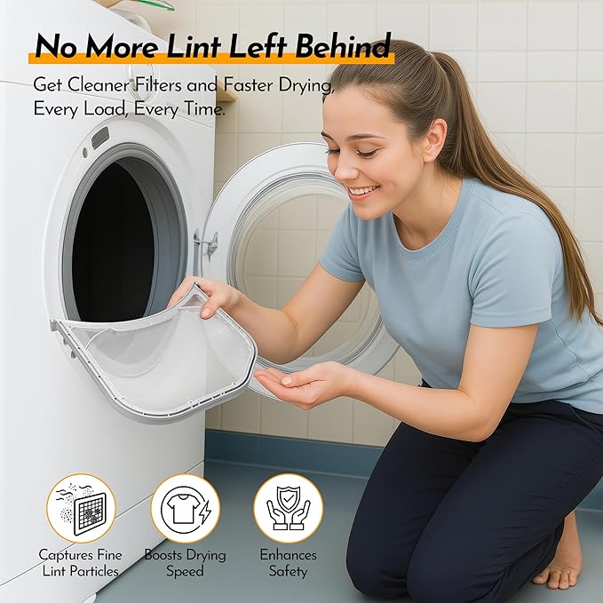 Dryer Lint Filter Replacement Kit for LG ADQ56656401 - Includes Cleaner Brush & Flexible Hose - Stainless Steel Lint Screen for Dryer DLEX3875V DLEX3875W DLG3051W DLG3171W