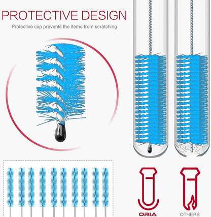 Long Straw Brush Cleaner (10 Pack), Flexible Nylon Tube Cleaning Brushes with 0.4" Bristles, Rust-Proof Stainless Steel Wire Washer for Reusable Tumblers, Sports Bottles & Pipes (10 Inch)