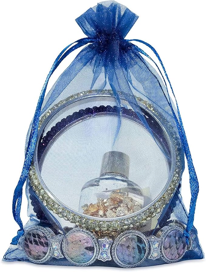 100 Pieces 5x7 inches Gift Wrap Bag Navy Blue,Organza Sheer Fabric,Drawstring Classy Present Bag for Baby Shower Favor,Candy,Christmas Favour,Sample Packing Decorative,Handmade Soap,Merchandise,Makeup