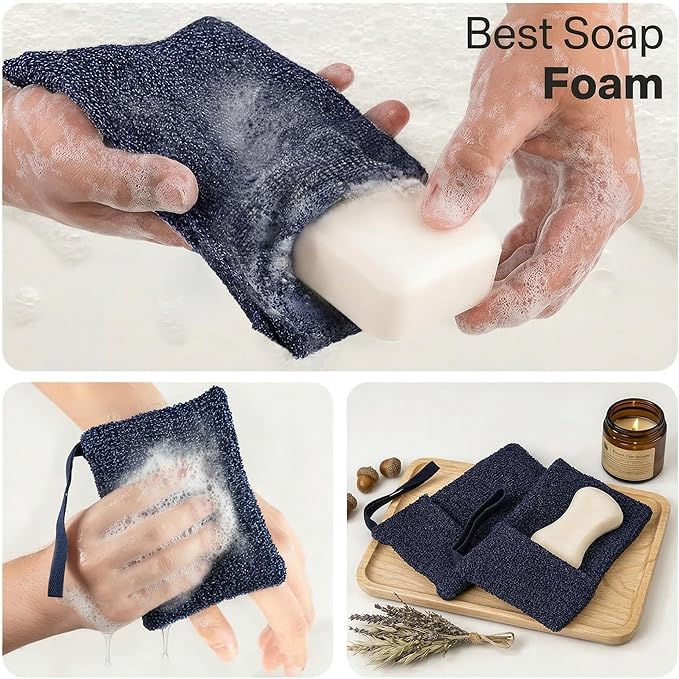 Yiclick Soap Bag 2 Pack, Bar Soap Pouch, Soap Saver Bag, Exfoliating Mesh Soap Bag for Shower, Soap Bags for Soap Bars, Soap Bar Loofah Pouch, Soap Travel Case Dishes Box Container for Men Women