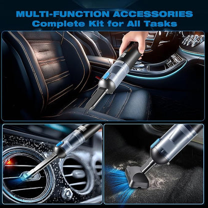 HAUSMEISTER Airflex Go Cordless Car Vacuum 16000Pa, 4-in-1 Handheld Vacuum with Air Duster & Inflator, Portable Mini Vac for Car Detailing, Pet Hair, Keyboard Cleaning (Black)