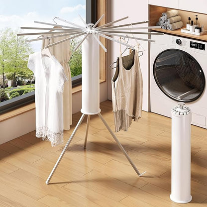 HEILAIYI Tripod Clothes Drying Rack,Space Saving Laundry Drying Rack,Drying Rack Clothing Foldable,Clothes Dryer Rack,Folding Cloth Rack for Laundry,16 Aluminium Poles