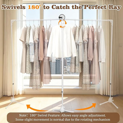 Suction Cup Clothes Drying Rack,Adjustable 59"-71" Inches,180° Swivel Collapsible Laundry Drying Rack,Portable Drying Rack for Jeans, Towels & Sheets