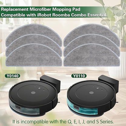 6 Pack Mop Cloth Compatible with iRobot Roomba Combo Essential Y0140 Y0110 Y0540 Q0520, 105X/105/104 Combo Robot Vacuum Cleaner, Microfiber Washable Mop Pad Replacement Accessories Parts