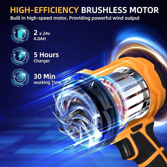 Leaf Blower Cordless, Handheld Leaf Blower with Battery and Charger, Handheld Leaves Blower Dryer Air Blowers for Patio Cleaning, Orange