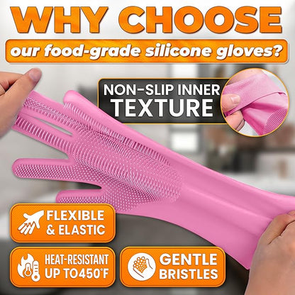 Dog Hair Removal Products – Cat and Dog Shampoo Gloves with 3000 Soft Bristles, 2-in-1 Dog Bath Gloves 11.6", Silicone, Saves Shampoo | Massage, Grooming & Clean Wet or Dry, Every Breed & Coat (Pink)