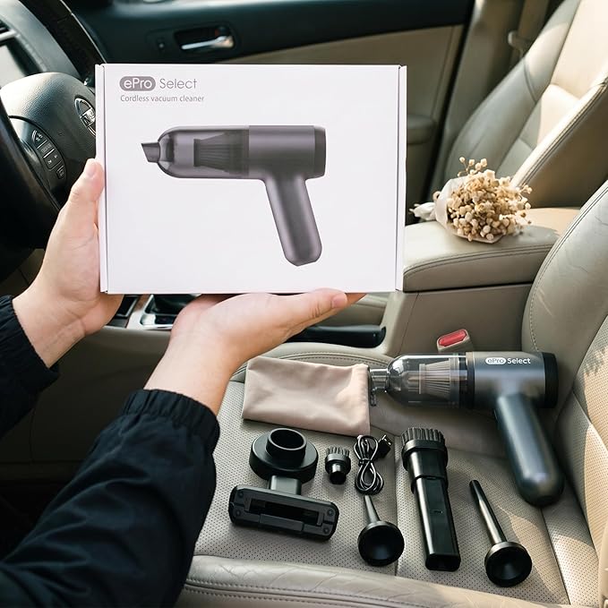 Handheld Vacuum Cordless, 12000Pa 75W Mini Vacuum with Blower Function, 24 Mins Runtime, 0.14L Dust Bin, Compact Design with Multi-Accessories for Stairs, Car and Home