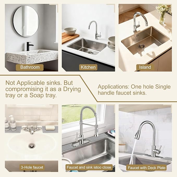 23.6"*3.9" Large size Stone faucet mat for Kitchen sink, Kitchen sink splash guard, Bathroom sink faucet mat, Drying tray for Kitchen Counter & Bathroom vanity, Soap dish Soap tray Vanity tray (white)