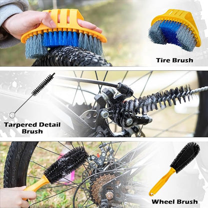 focopot Bike Chain Cleaner Kit with Bicycle Cleaner(25 oz),Degreaser(10 oz),Oil Lubricant(2 oz),Cleaning Brush Tool,Bike Chain Cleaning kit to Clean and Lube Mountain/Road/MT/E Bike