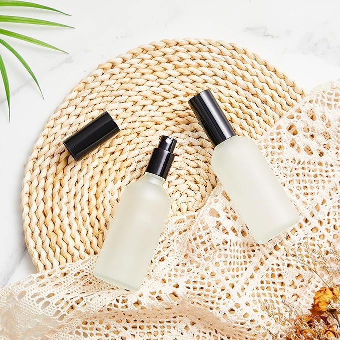 Tessco for you 1 Pcs Glass Spray Bottles Empty Perfume Atomizer Refillable Clear Decorative Empty Bottles with Fine Mist Sprayer Pump for Face Body Travel (Black,3.4 oz)
