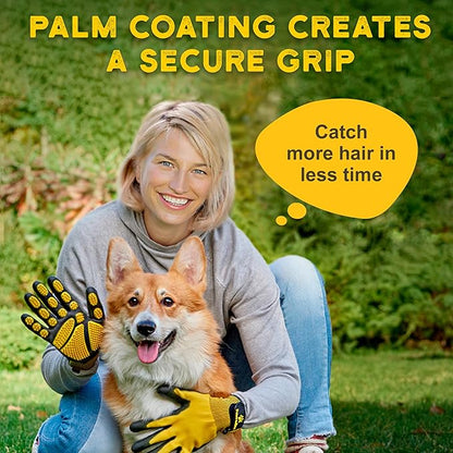 Pet Grooming and Bathing Gloves - Effective Pet Hair Remover for Cats, Dogs & Horses - Long & Short Fur - Deshedding Gloves for Pets