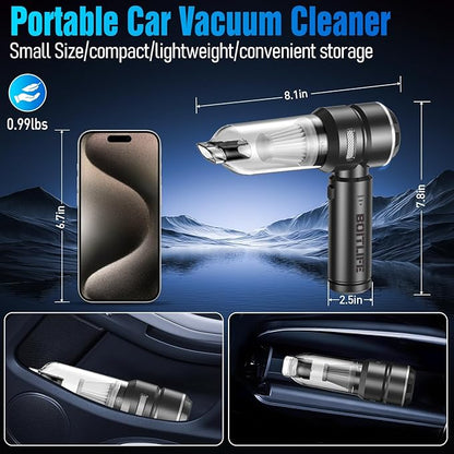 Handheld Car Vacuum Cleaner Cordless,18000PA High Power Portable Vacuum Cleaner&Air Duster,3 Gear,7 in 1 Small Vacuum Cleaner Rechargeable,Mini Hand Held Vacuum for Car Home Office Keyboard