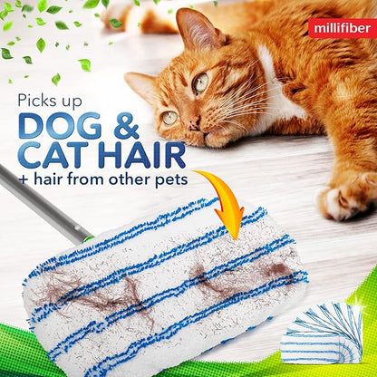 Millifiber Microfiber Reusable Mop Pads Compatible with Swiffer Sweeper (2-Pack) Washable Mop Pads for Wet & Dry Use (Handle is Not Included)