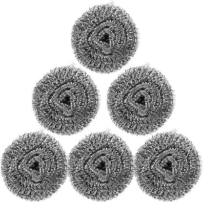 ULTECHNOVO 6pcs Steel Scrubber Sponges for Dishes Sturdy Cleaning Balls for Pots and Pans for Home and Commercial Use Effort-Saving Design Long-Lasting Clean